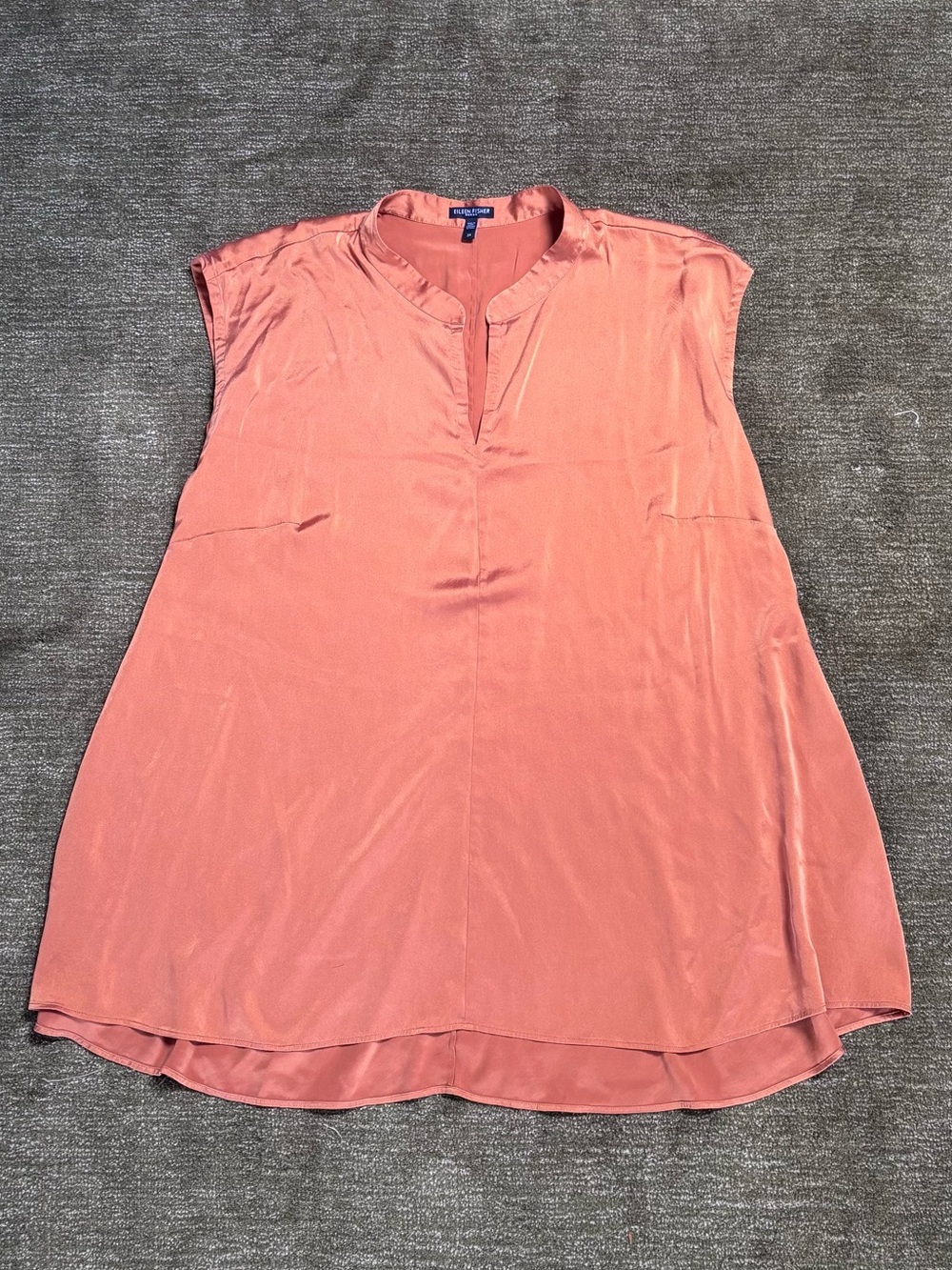Eileen Fisher Coral Split-Neck Sleeveless Tunic